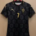 RONALDO 7 PORTUGAL BLACK SPECIAL EDITION SHIRT EMBROIDERED LOGOS